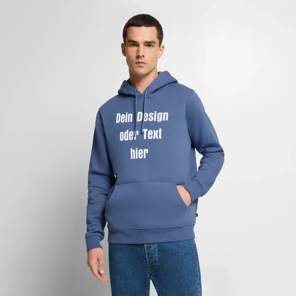 Männer Premium Hoodie - personalisierbare Vorder- und Rückseite - Taubenblau