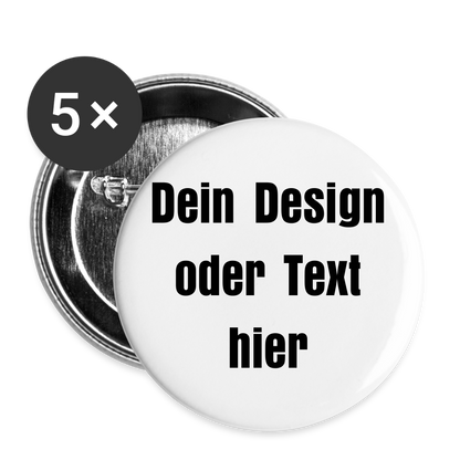 Buttons mittel 32 mm (5er Pack) - personalisierbar - Weiß