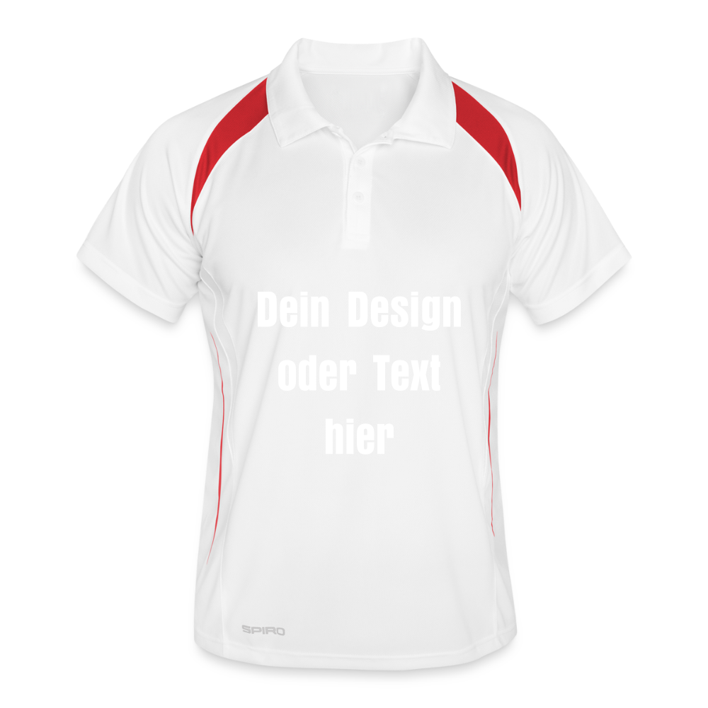 Männer Polo atmungsaktiv - personalisierbar - Weiß/Rot