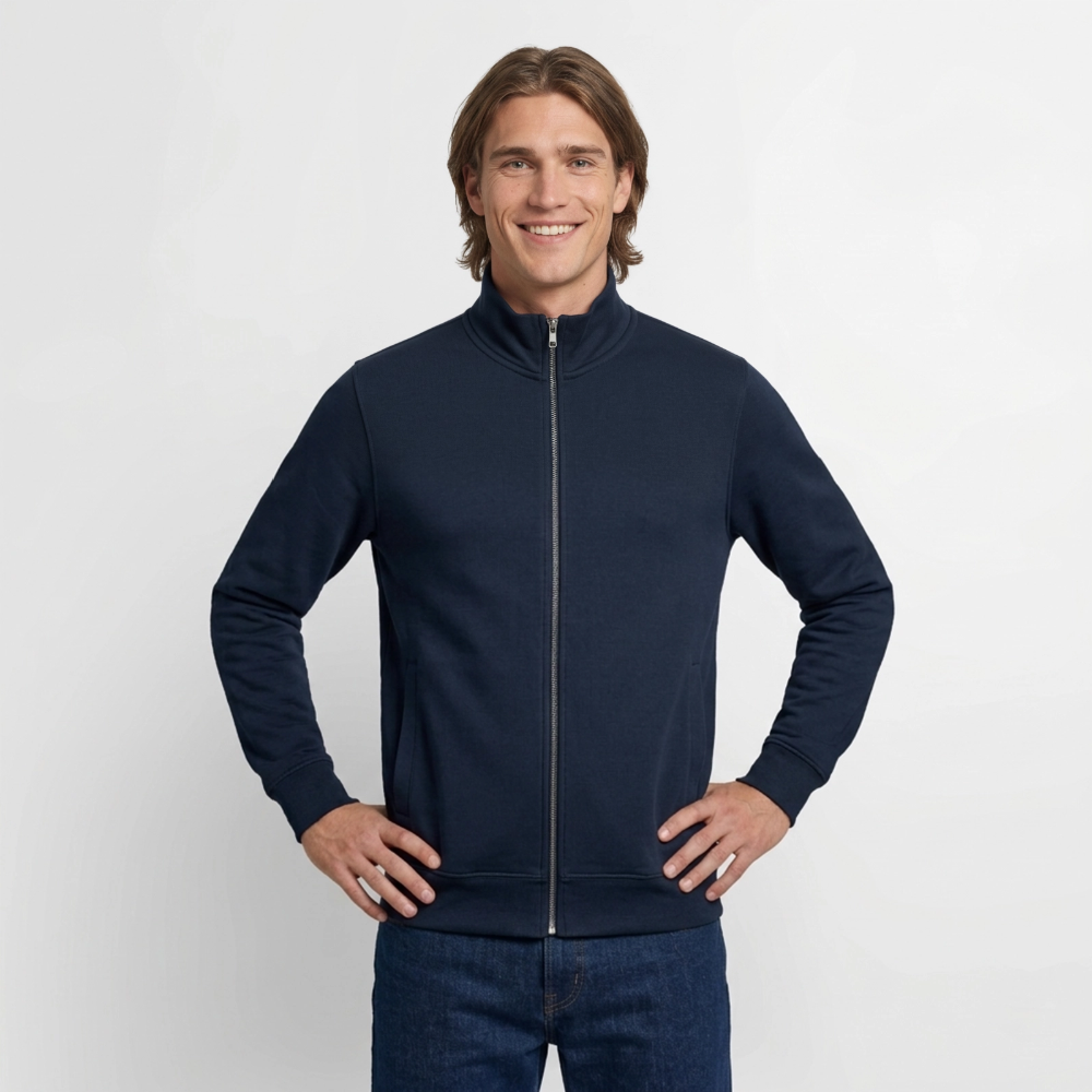 Pullover mit Zip-Kragen für Sie und Ihn (Unisex) - personalisierbare Vorder- und Rückseite - Navy