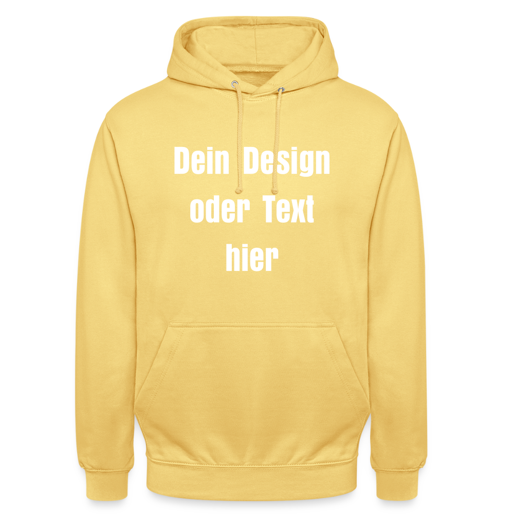 Unisex Hoodie - personalisierbare Vorder- und Rückseite - Zitronengelb
