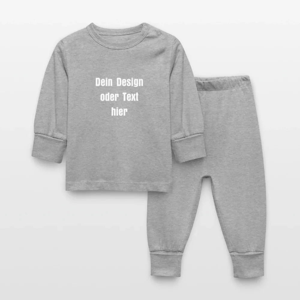 Baby Schlafanzug - Vorder- und Rückseite personalisierbar - Grau meliert