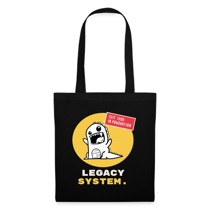 Legacy System. Seit 1998 in Produktion. Stoffbeutel, Farbe Schwarz