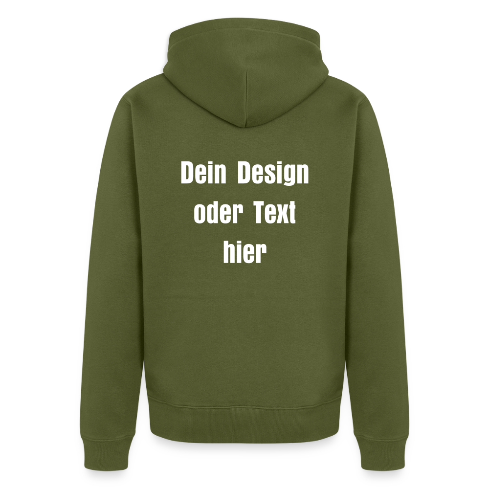 Männer Premium Kapuzenjacke - personalisierbare Vorder- und Rückseite - Khaki
