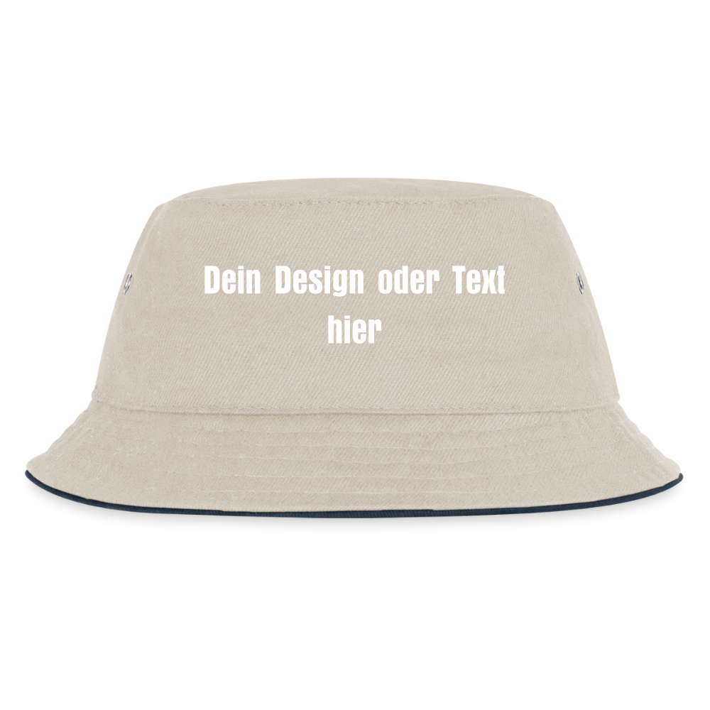 Kinder Bucket Hat - personalisierbar - Natur/Navy