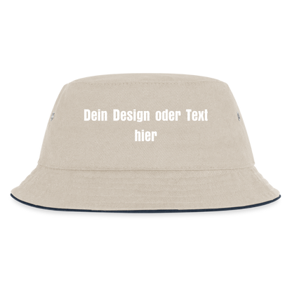 Kinder Bucket Hat - personalisierbar - Natur/Navy