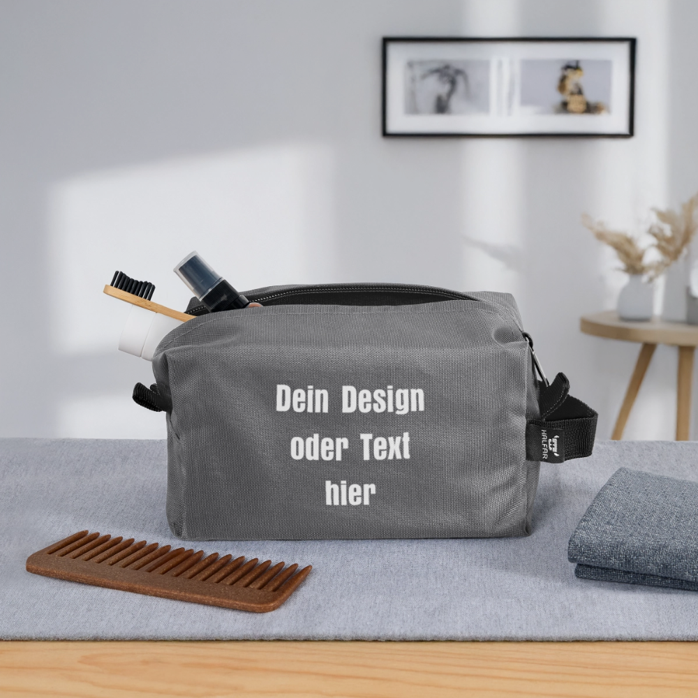 Recycelte Kulturtasche - personalisierbar - Anthrazit