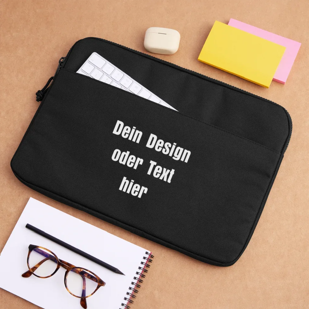 Laptoptasche passend für bis zu 15 Zoll Laptopgröße - personalisierbar - Schwarz