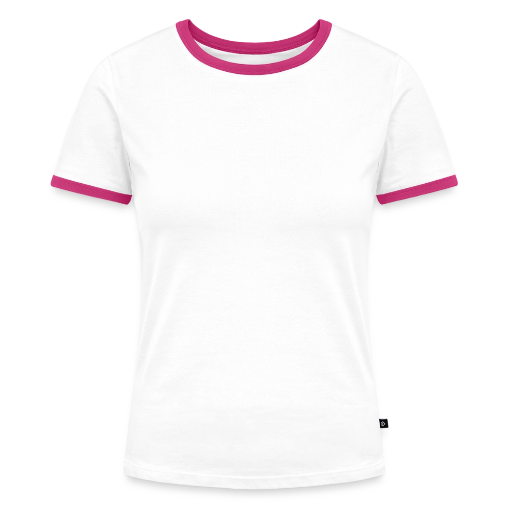 Frauen Kontrast-T-Shirt - personalisierbare Vorder- und Rückseite - Weiß/Fuchsia