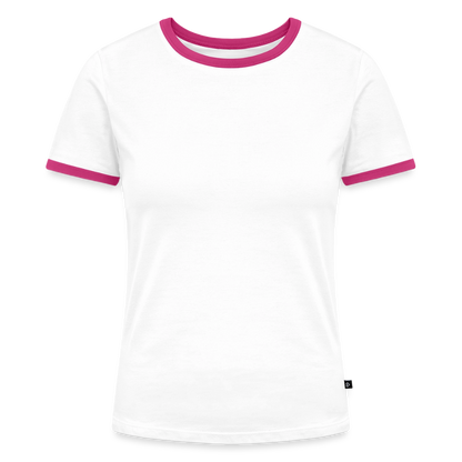 Frauen Kontrast-T-Shirt - personalisierbare Vorder- und Rückseite - Weiß/Fuchsia