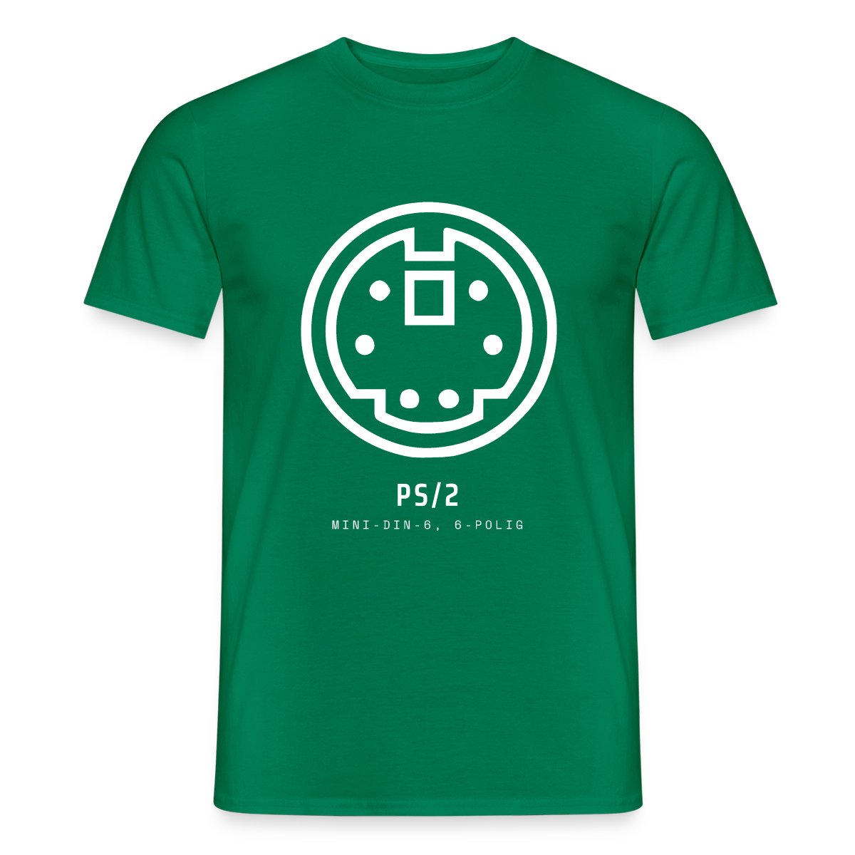 "PS/2, Mini-DIN-6" Motiv-T-Shirt für Männer, Farbe Kelly Green