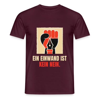 Ein Einwand ist kein Nein. Motiv-T-Shirt für Männer, Farbe Ziegelrot