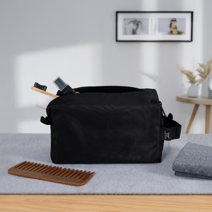 Recycelte Kulturtasche - personalisierbar - Schwarz