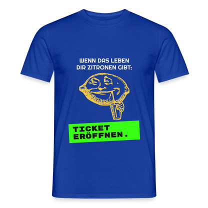 Wenn das Leben dir Zitronen gibt: Ticket eröffnen. Motiv-T-Shirt für Männer, Farbe Dunkelblau