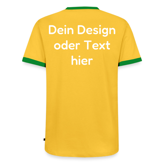 Männer Kontrast-T-Shirt - personalisierbare Vorder- und Rückseite - Gelb/Grün 