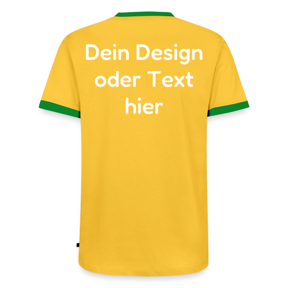 Männer Kontrast-T-Shirt - personalisierbare Vorder- und Rückseite - Gelb/Grün 