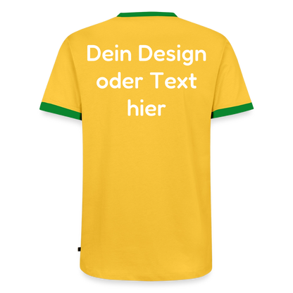 Männer Kontrast-T-Shirt - personalisierbare Vorder- und Rückseite - Gelb/Grün 