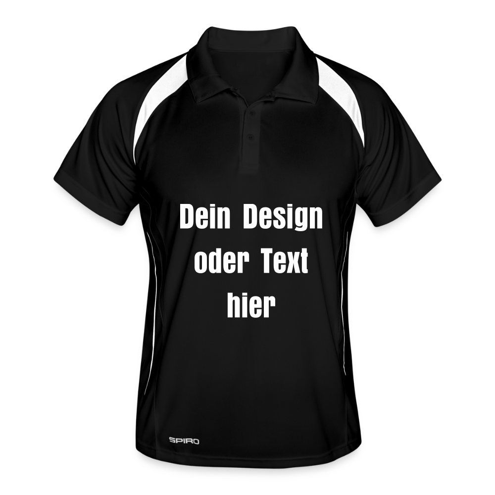 Männer Polo atmungsaktiv - personalisierbar - Schwarz/Weiß