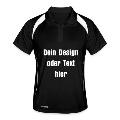 Männer Polo atmungsaktiv - personalisierbar - Schwarz/Weiß