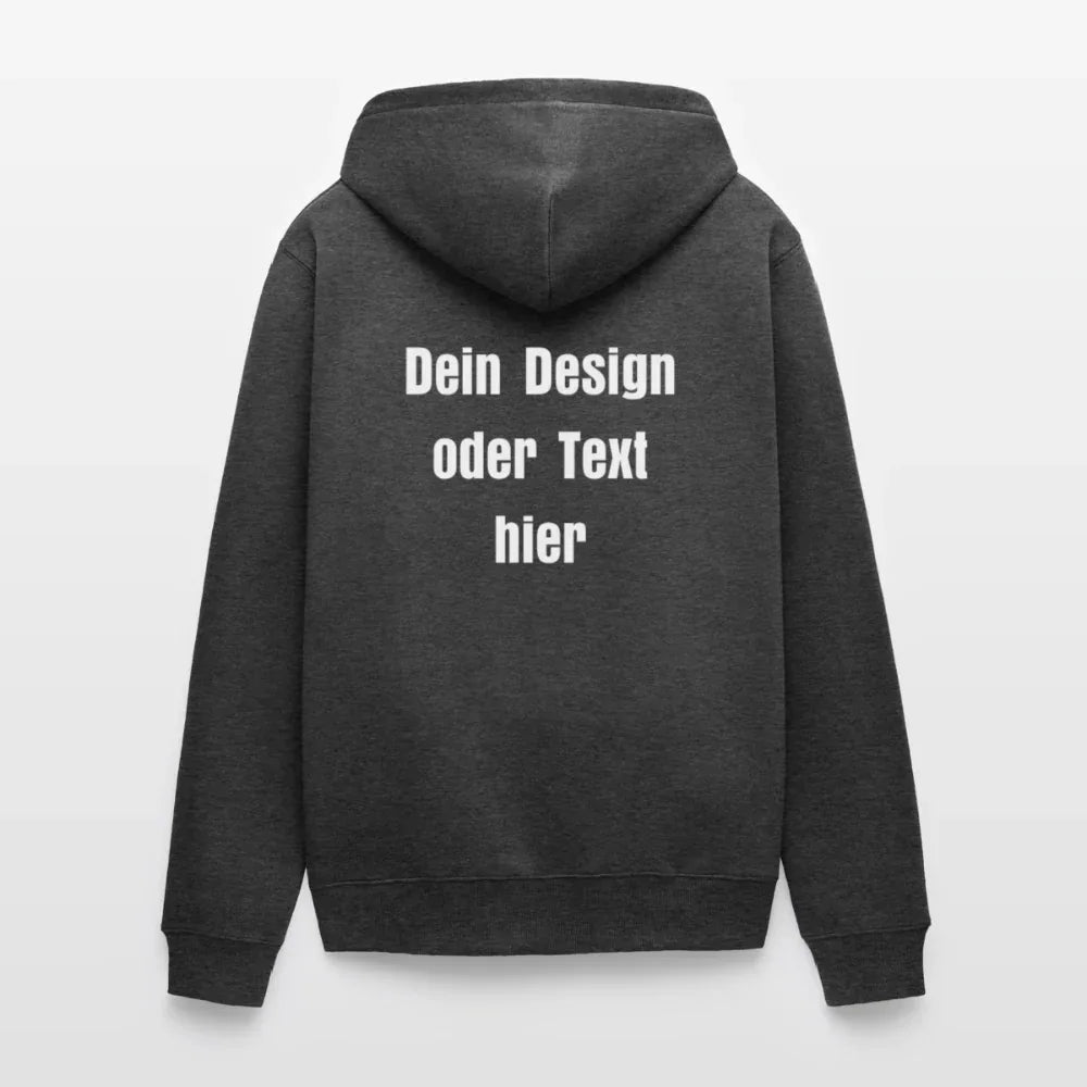 Männer Premium Kapuzenjacke - personalisierbare Vorder- und Rückseite - Anthrazit meliert