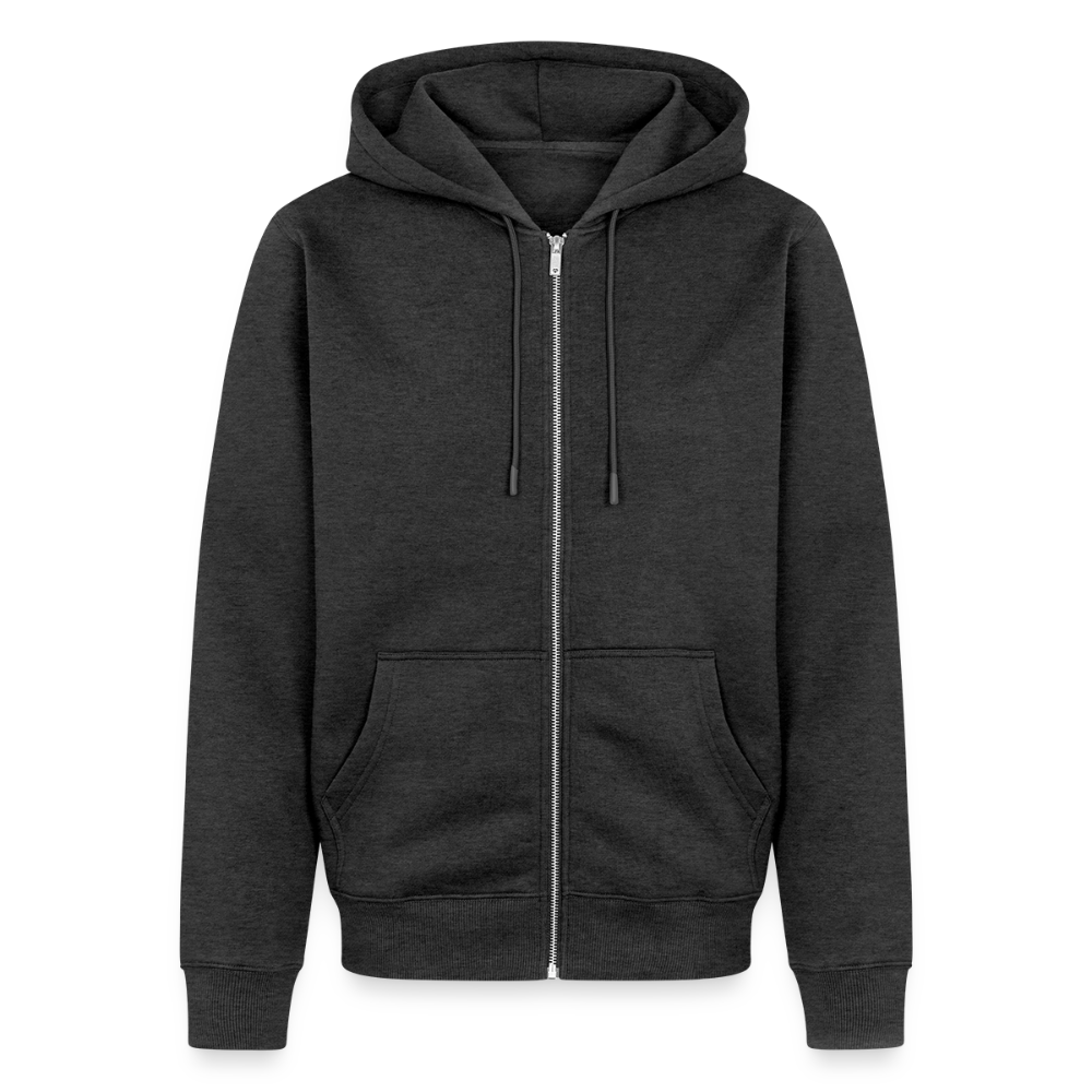 Männer Premium Kapuzenjacke - personalisierbare Vorder- und Rückseite - Anthrazit meliert