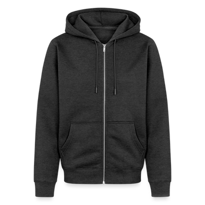 Männer Premium Kapuzenjacke - personalisierbare Vorder- und Rückseite - Anthrazit meliert