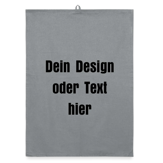 Organic Geschirrtuch 100% Baumwolle - personalisierbar - Grau