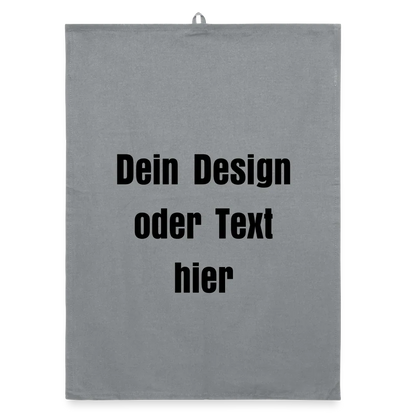 Organic Geschirrtuch 100% Baumwolle - personalisierbar - Grau