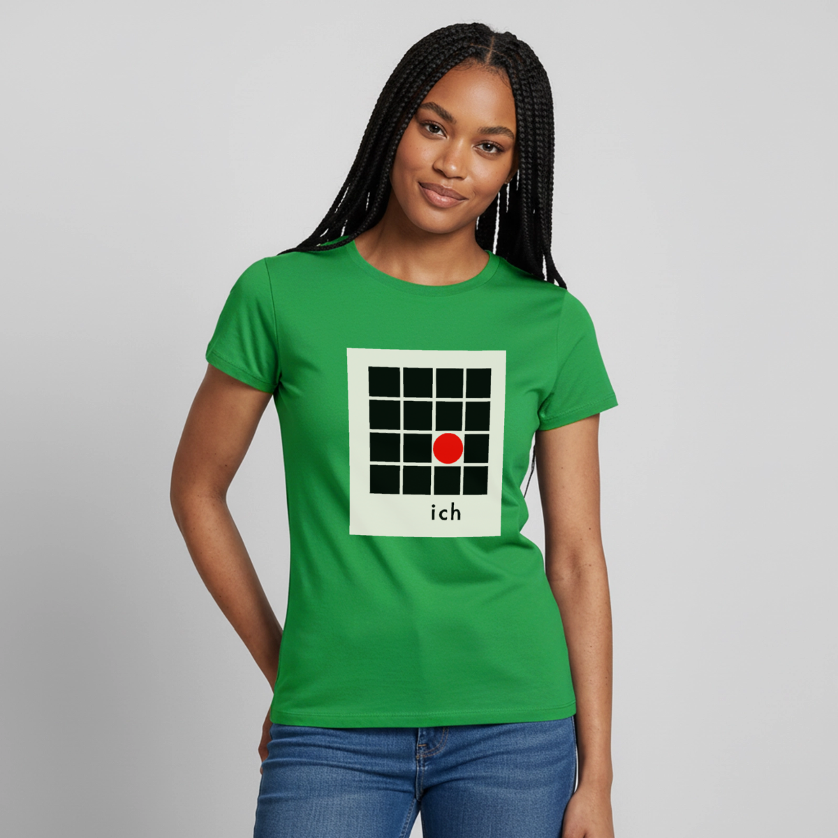 Ich bin die Ausnahme. Motiv-T-Shirt für Frauen, Farbe Kelly Green, Model