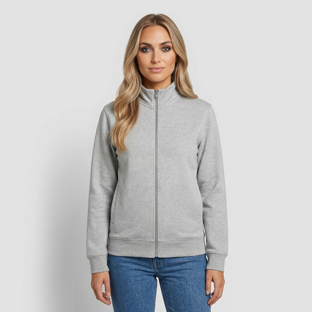 Pullover mit Zip-Kragen für Sie und Ihn (Unisex) - personalisierbare Vorder- und Rückseite - Grau meliert