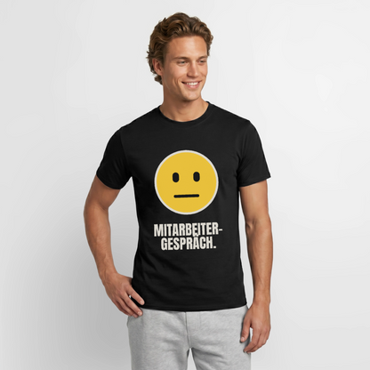 "Mitarbeitergespräch." Motiv-T-Shirt für Männer, Farbe Schwarz, Model