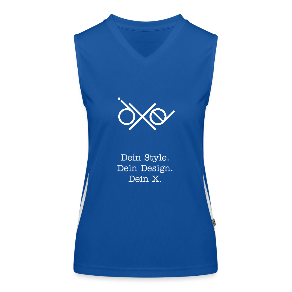 Funktionelles Kontrast-Tank Top für Frauen - personalisierbare Vorder- und Rückseite - Royal/Weiß