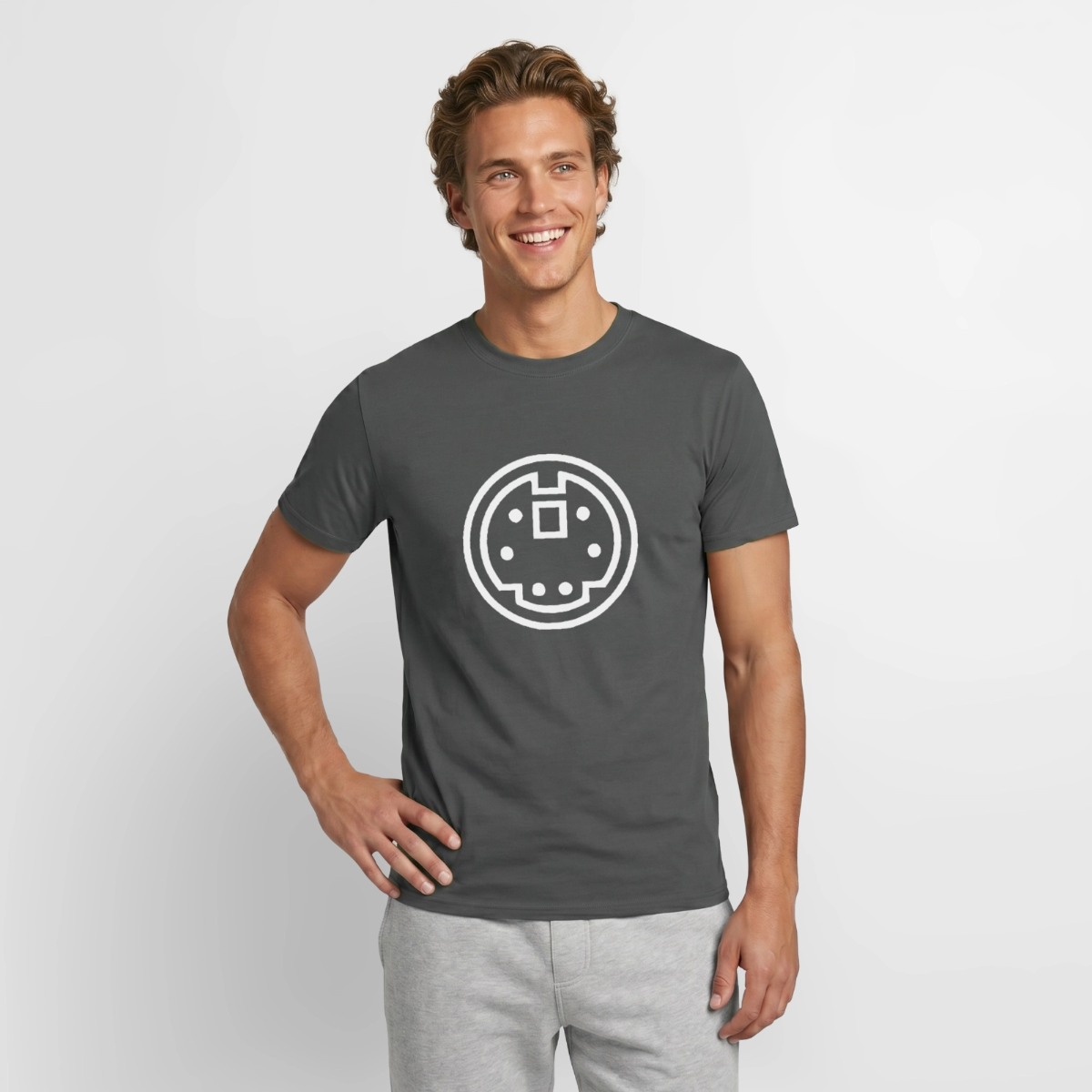 "PS/2" Motiv-T-Shirt für Männer, Farbe Anthrazit