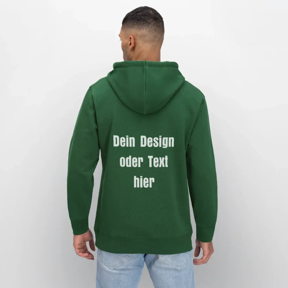 Stanley/Stella Unisex Bio-Hoodie DRUMMER - personalisierbare Vorder- und Rückseite - Flaschengrün