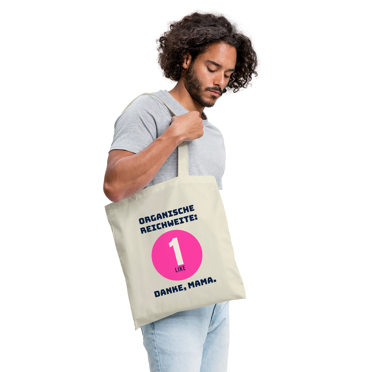 Organische Reichweite: 1 Like. Danke, Mama. Stoffbeutel, Farbe Natur, Model