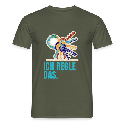 Ich regle das. Mosaik-Motiv Motiv-T-Shirt für Männer, Farbe Militärgrün