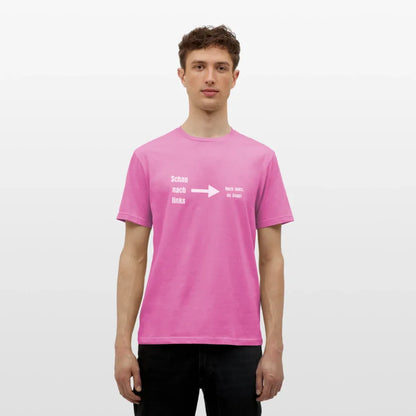 "Schau nach links" Motiv-T-Shirt für Männer - Pink