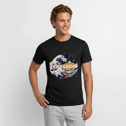 Feierabend. Ukiyo-e-Motiv Motiv-T-Shirt für Männer, Farbe Schwarz, Model