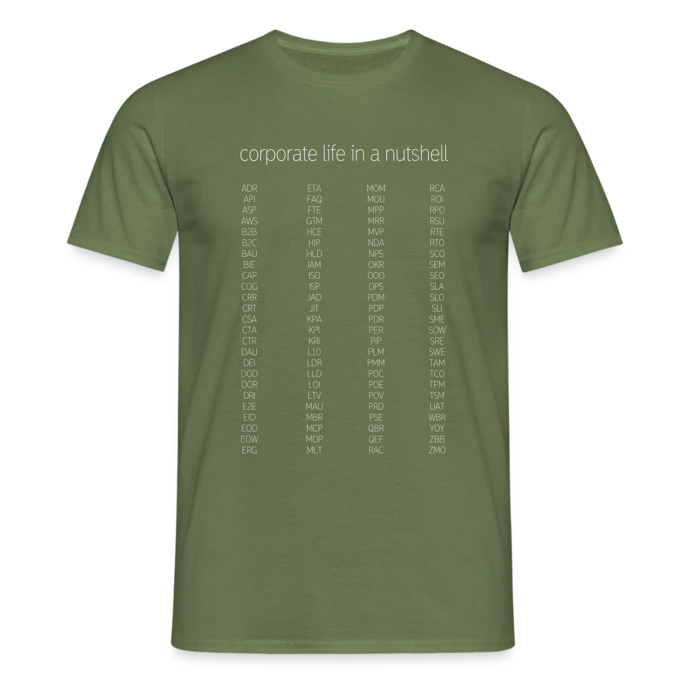 "Corporate life" - Motiv-T-Shirt für Männer - Militärgrün