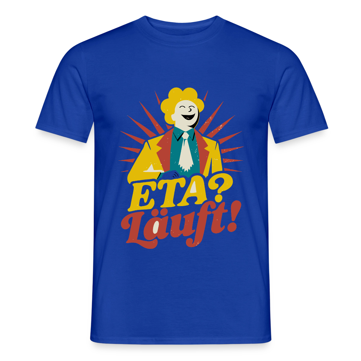 "ETA? Läuft! Midcentury-Motiv" Motiv-T-Shirt für Männer, Farbe Dunkelblau