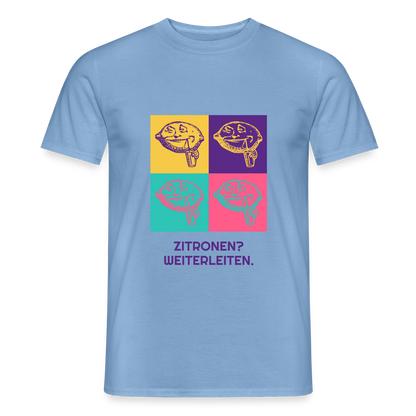 Zitronen? Weiterleiten. Pop-Art-Motiv Motiv-T-Shirt für Männer, Farbe Carolina Blue