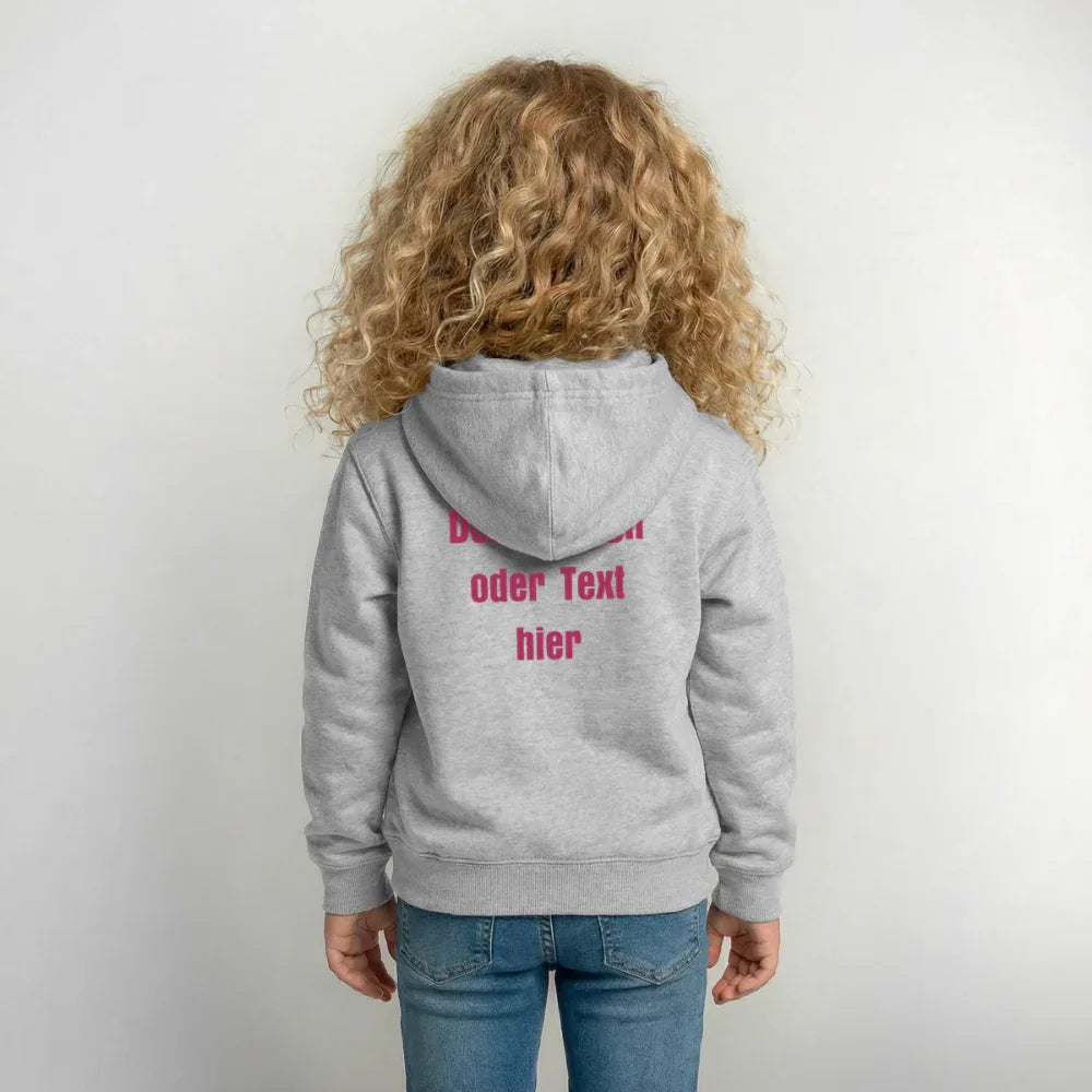 Kinder Hoodie - personalisierbare Vorder- und Rückseite - Hellgrau meliert