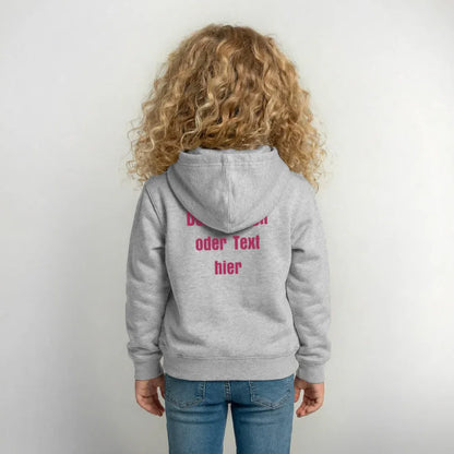 Kinder Hoodie - personalisierbare Vorder- und Rückseite - Hellgrau meliert
