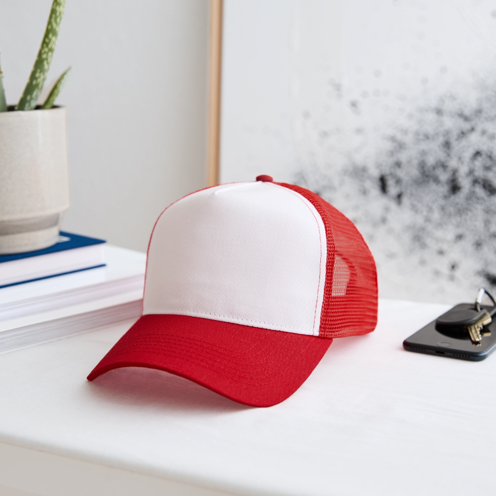 Trucker Cap - personalisierbar - Weiß/Rot