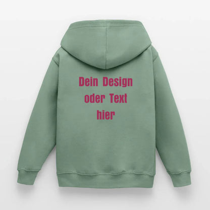 Kinder Hoodie - personalisierbare Vorder- und Rückseite - Graugrün