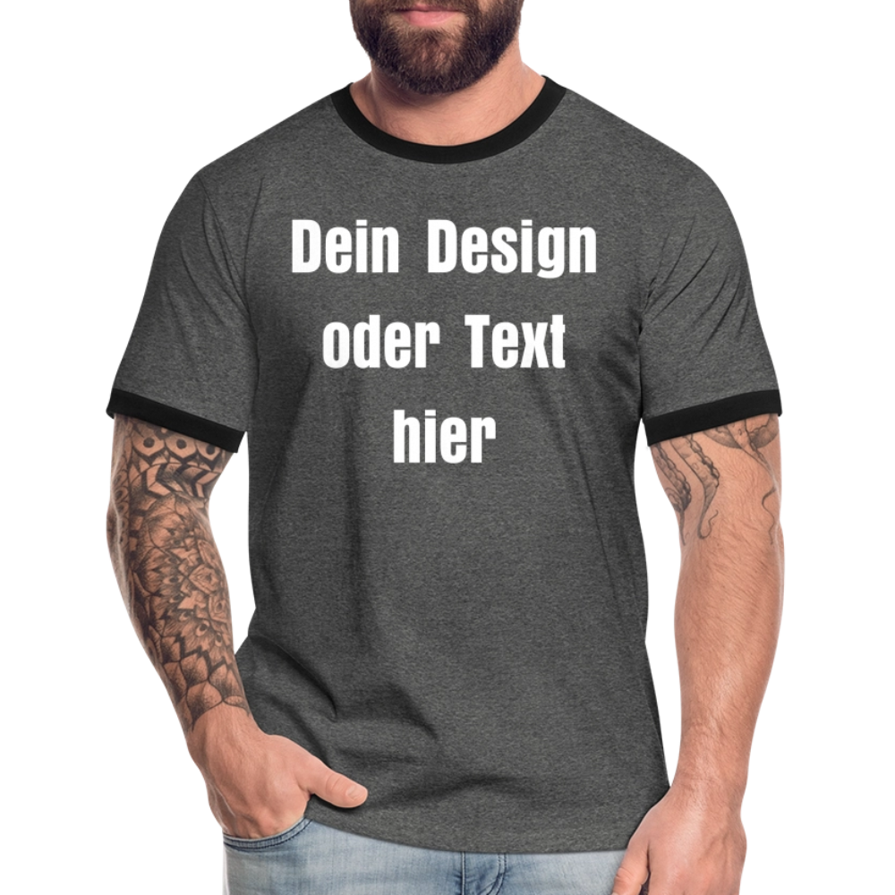 Männer Kontrast-T-Shirt - personalisierbare Vorder- und Rückseite - Anthrazit/Schwarz