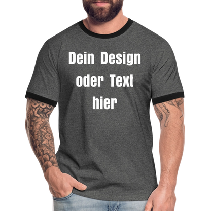 Männer Kontrast-T-Shirt - personalisierbare Vorder- und Rückseite - Anthrazit/Schwarz