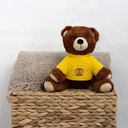 MiniFeet® RecycelBär® Braun - personalisierbar - Sonnengelb
