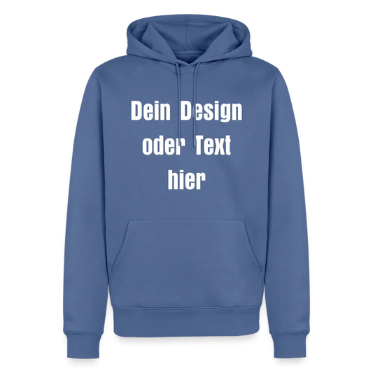 Männer Premium Hoodie - personalisierbare Vorder- und Rückseite - Taubenblau