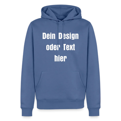 Männer Premium Hoodie - personalisierbare Vorder- und Rückseite - Taubenblau